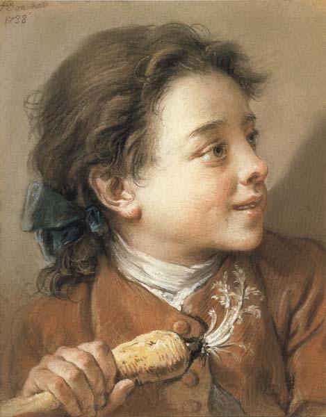 Francois Boucher Boy holding a Parsnip Norge oil painting art